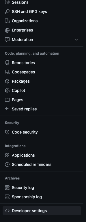 github-developer-setting